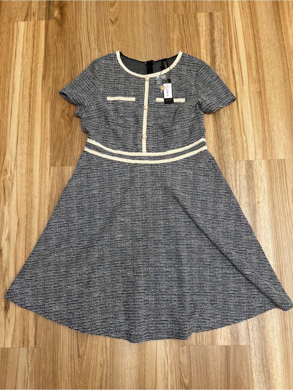NWT Tweed Trim Fit and Flare Swing Dress - Has Pockets!